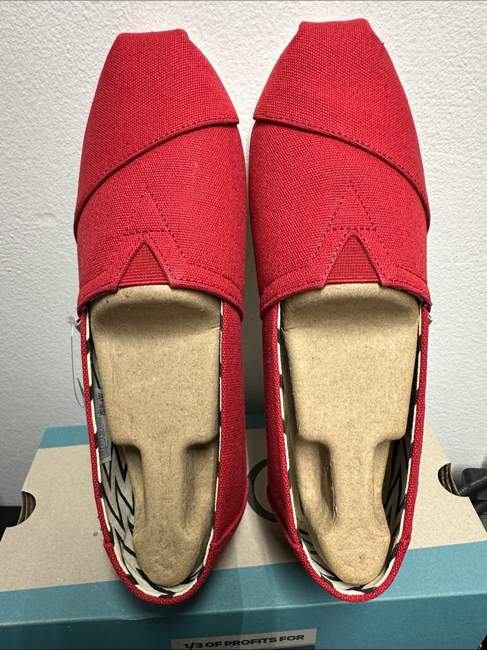 Toms Red Canvas Slip-On Flats for Women 8.5